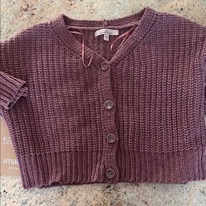 Love Tree Mauve Cropped Knit Button Cardigan
